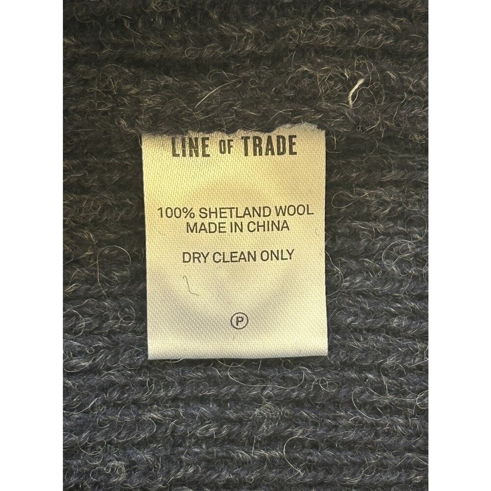 Line of Trade Shetland Wool Shawl Collar Blue Cardigan Sweater Mens Large - Picture 9 of 10
